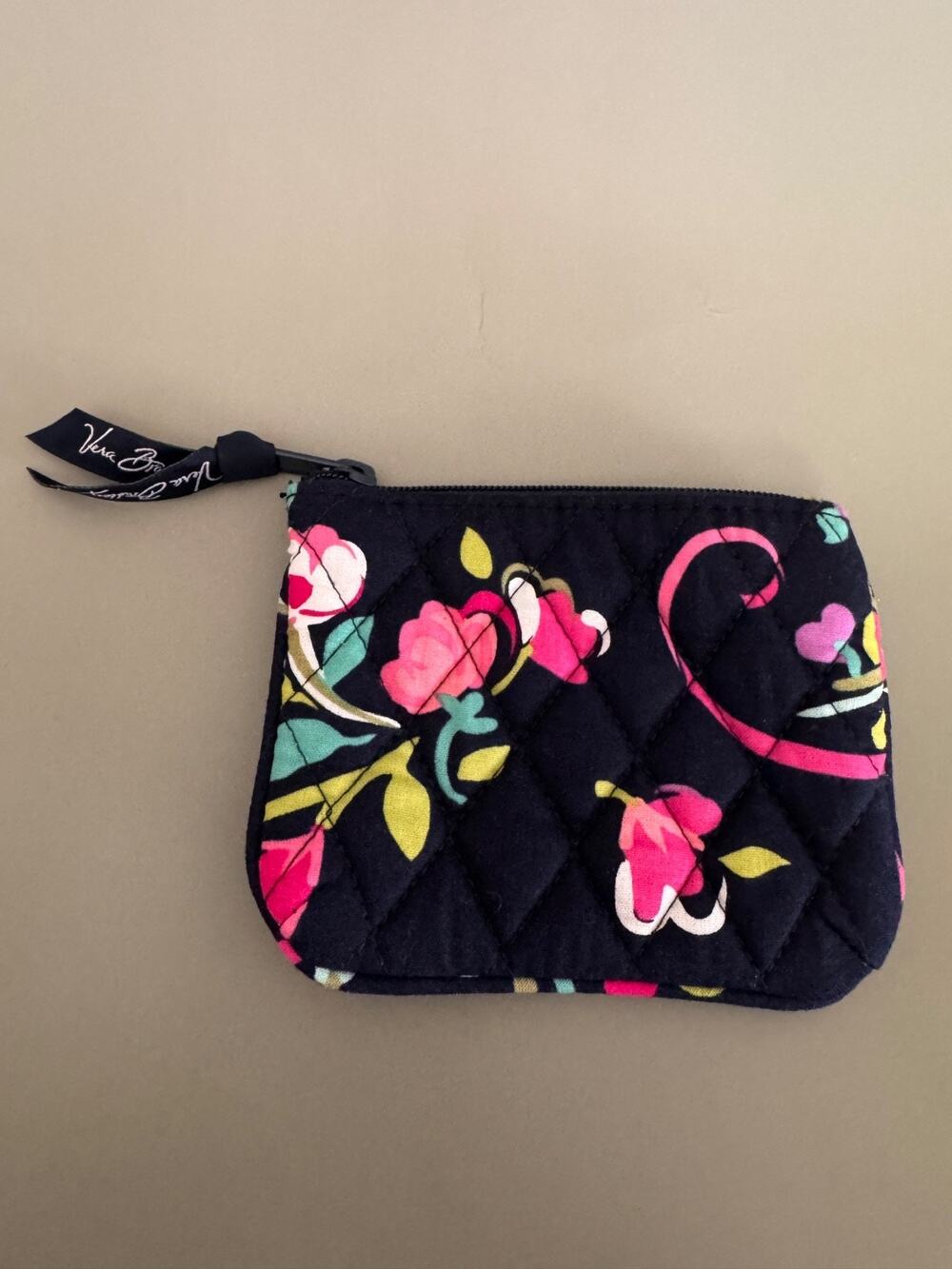 Vera Bradley Quilted Cotton Coin Purse Zip Pouch Blank Floral Mini Wallet P01